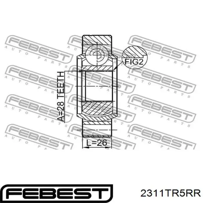Шарнір кутових швидкостей внутрішній задній Febest 2311TR5RR ціна, від 29.18 USD
