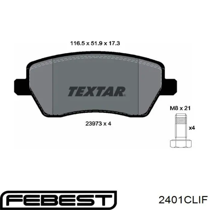 Передні тормозні колодки 2401CLIF Febest