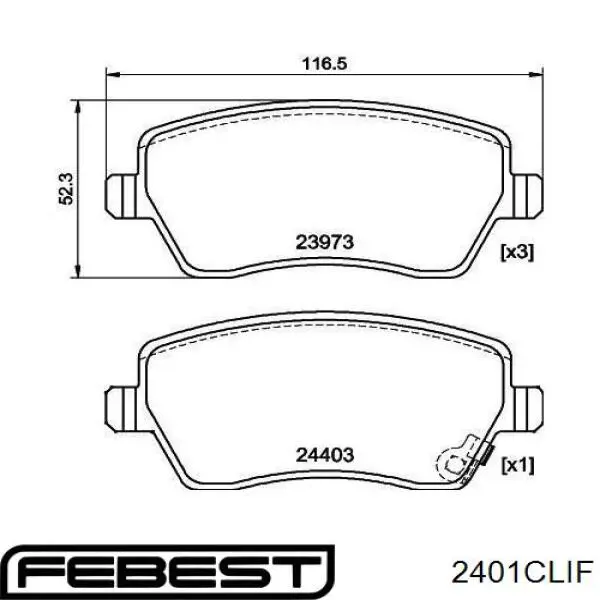 Купити 2401CLIF Febest Колодки гальмівні передні, дискові