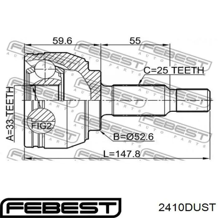 Граната колісна Febest 2410DUST ціна, від 38.19 USD