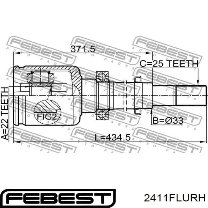 ШРКШ внутрішній, передній, правий Febest 2411FLURH ціна, від 47.15 USD
