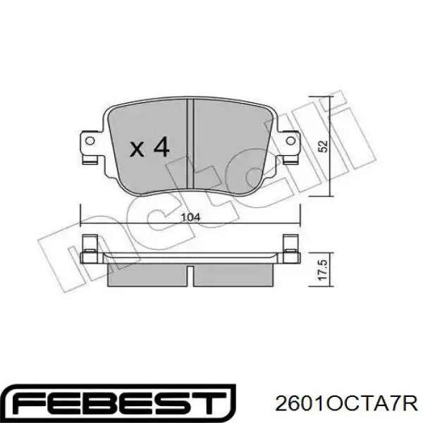 Задні дискові колодки Febest 2601OCTA7R