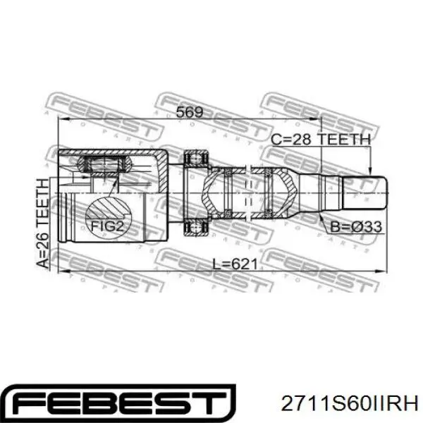 ШРУС внутрішній правий 2711S60IIRH Febest