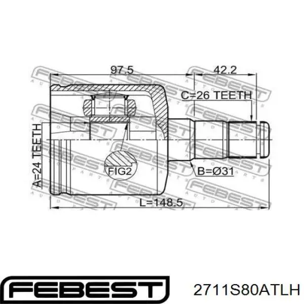 ШРКШ внутрішній, передній, лівий 2711S80ATLH Febest