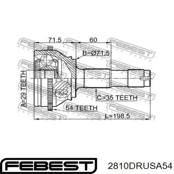 ШРУС зовнішній передній 2810DRUSA54 Febest