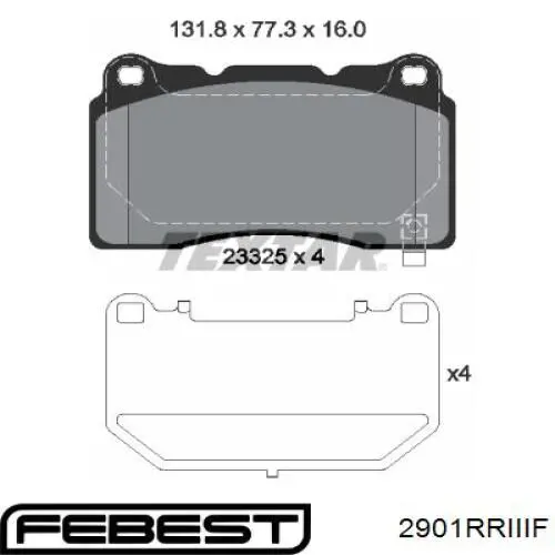 Гальмівні колодки Febest 2901RRIIIF ціна, від 31.92 USD