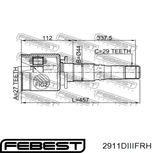 Купити 2911DIIIFRH Febest ШРУС внутрішній правий