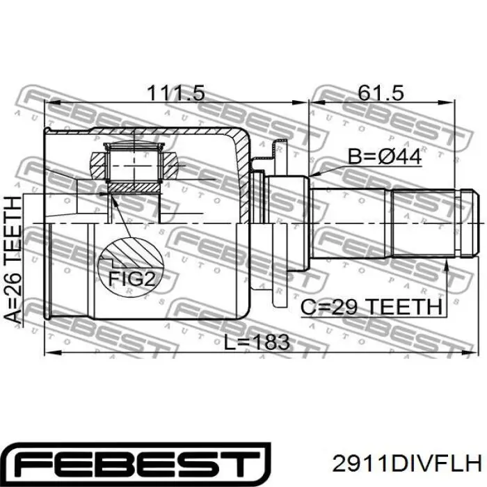 ШРУС внутрішній, передній TDB500110PI Land Rover