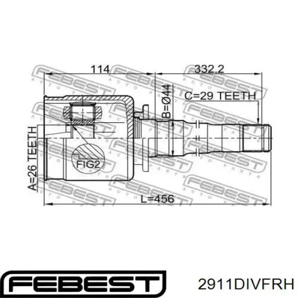 ШРУС внутрішній, передній, правий 2911DIVFRH Febest