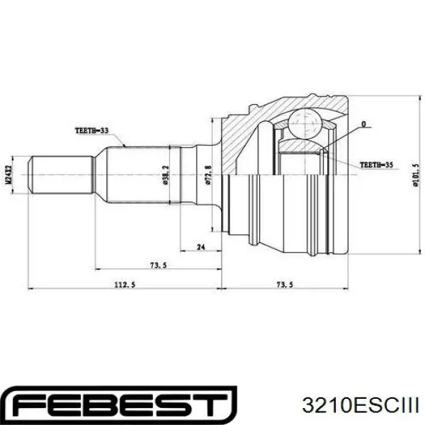 ШРУС зовнішній передній 3210ESCIII Febest