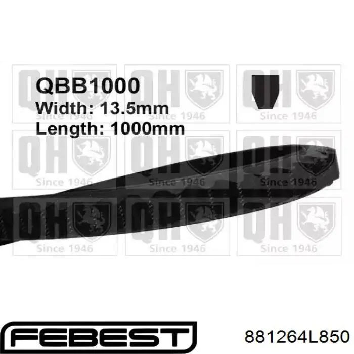 Ремінь генератора 881264L850 Febest