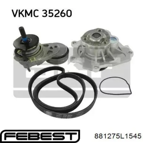 Купити 881275L1545 Febest Ремінь генератора