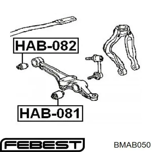 Сайлентблок заднього поперечного важеля, внутрішній Febest BMAB050