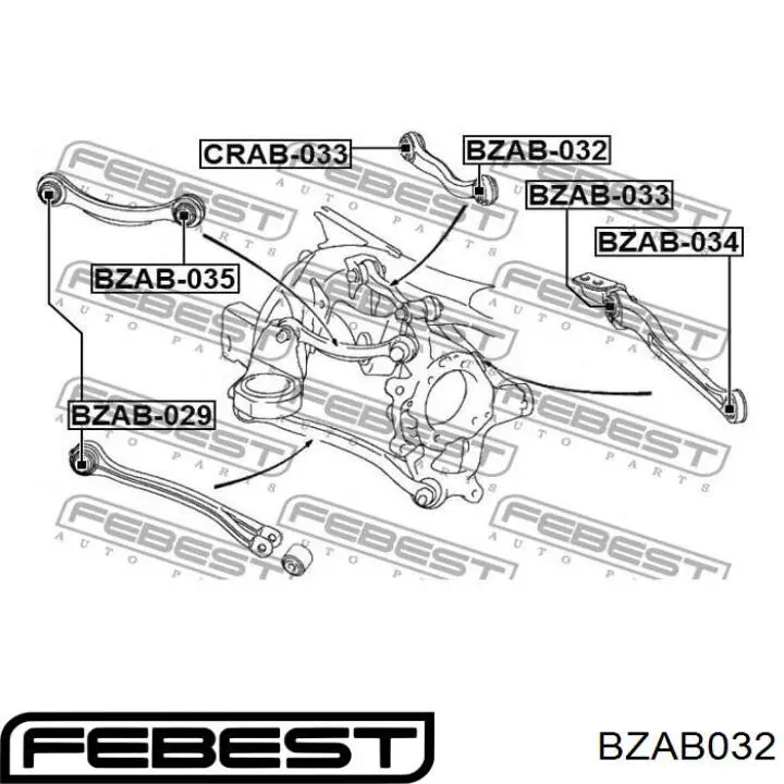 Сайлентблок заднього верхнього важеля BZAB032 Febest