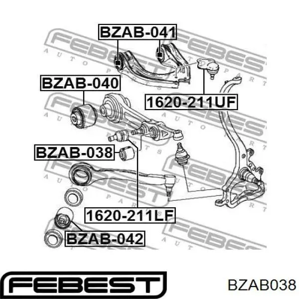 Сайлентблок переднього важеля BZAB038 Febest