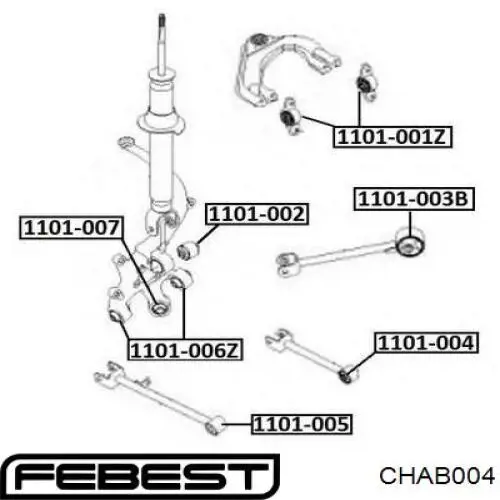 Сайлентблок тяги поперечної, задньої підвіски Febest CHAB004