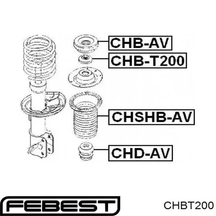 Підшипник опорний амортизатора, переднього CHBT200 Febest