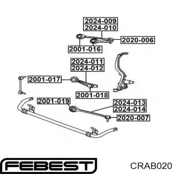 Сайлентблок переднього важеля CRAB020 Febest