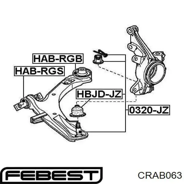 Купити CRAB063 Febest Сайлентблок заднього поздовжнього нижнього важеля