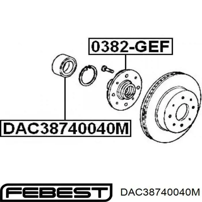 Підшипник маточини передньої DAC38740040M Febest