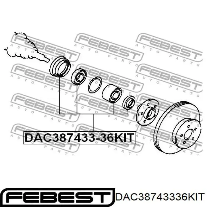 Підшипник маточини передньої DAC38743336KIT Febest