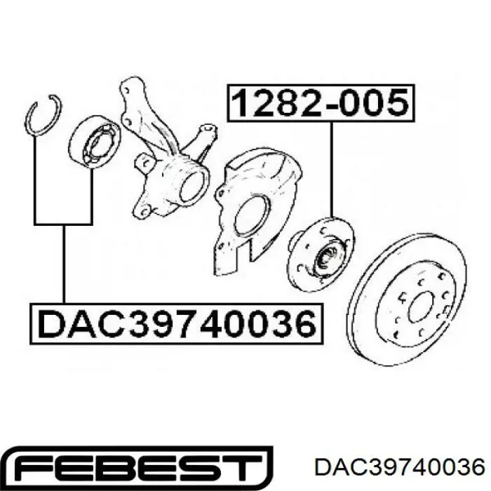 Комплект підшипник маточини передньої Febest DAC39740036 ціна, від 19.71 USD