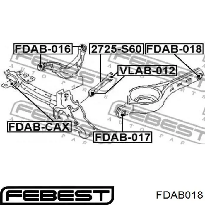 Сайлентблок заднього нижнього важеля Febest FDAB018 ціна, від 330.38 UAH