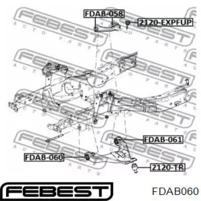 Сайлентблок нижнього важеля передньої підвіски Febest FDAB060 ціна, від 12.13 USD