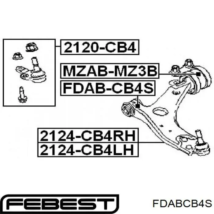 Сайлентблок переднього нижнього важеля FDABCB4S Febest