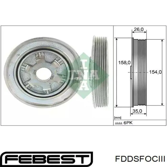 Шків колінвала (демпфер ) Febest FDDSFOCIII ціна, від 50.57 USD