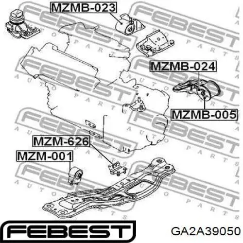 Подушка (опора) двигуна, передня Febest GA2A39050 ціна, від 15.20 USD