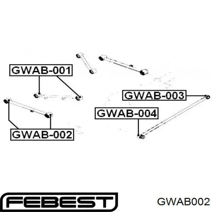 Сайлентблок заднього поздовжнього нижнього важеля FEBEST GWAB002