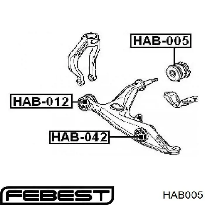 HAB005 Febest сайлентблок переднього нижнього важеля