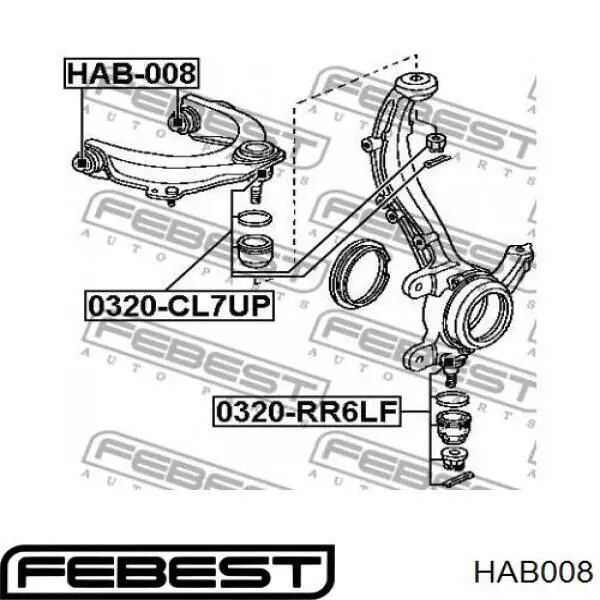HAB008 Febest сайлентблок переднього верхнього важеля