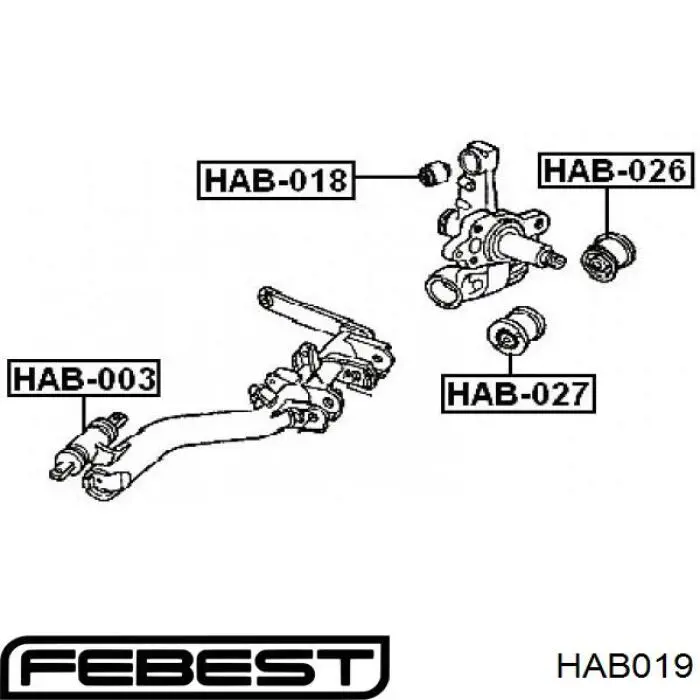 Сайлентблок цапфи задньої HAB019 Febest