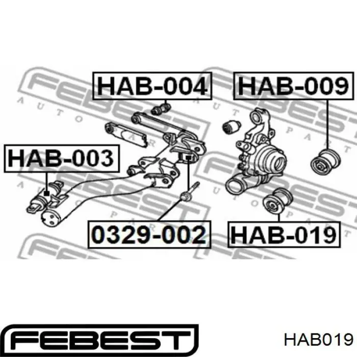 HAB019 Febest Сайлентблок задньої підвіски