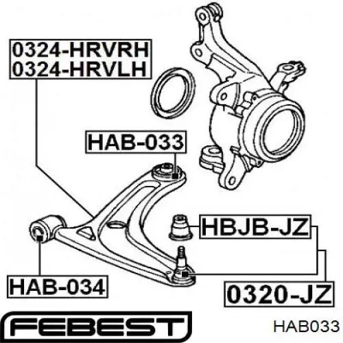 HAB033 Febest Сайлентблок переднього нижнього важеля