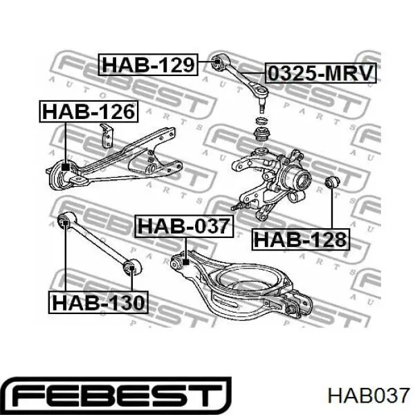 Сайлентблок заднього поперечного важеля Febest HAB037 ціна, від 4.99 USD