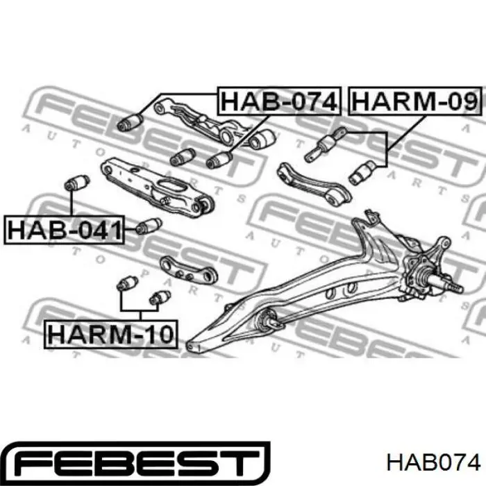 Сайлентблок заднього нижнього важеля HAB074 Febest