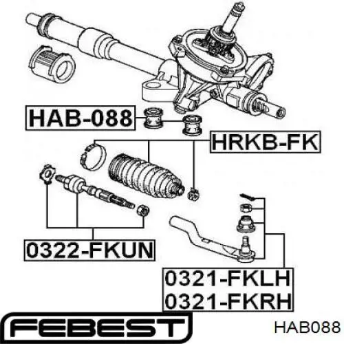 Купити HAB088 Febest Сайлентблок кріплення рульової рейки