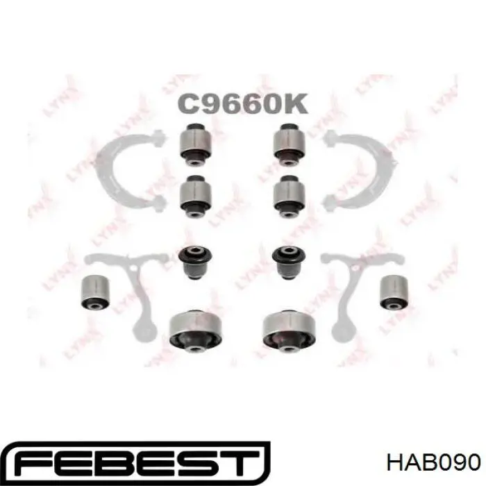 Сайлентблок нижнього важеля передньої підвіски Febest HAB090 ціна, від 13.91 USD