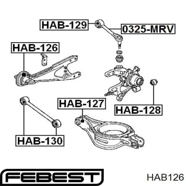 HAB126 Febest сайлентблок заднього поздовжнього нижнього важеля