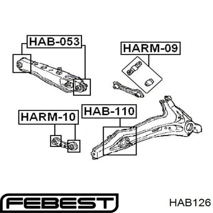 Купити HAB126 Febest Сайлентблок заднього поздовжнього нижнього важеля