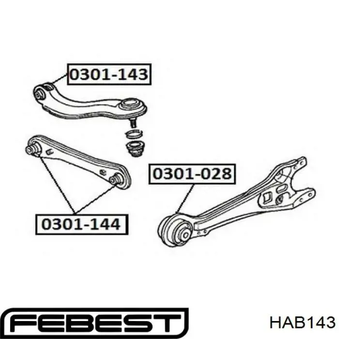Сайлентблок заднього верхнього важеля HAB143 Febest