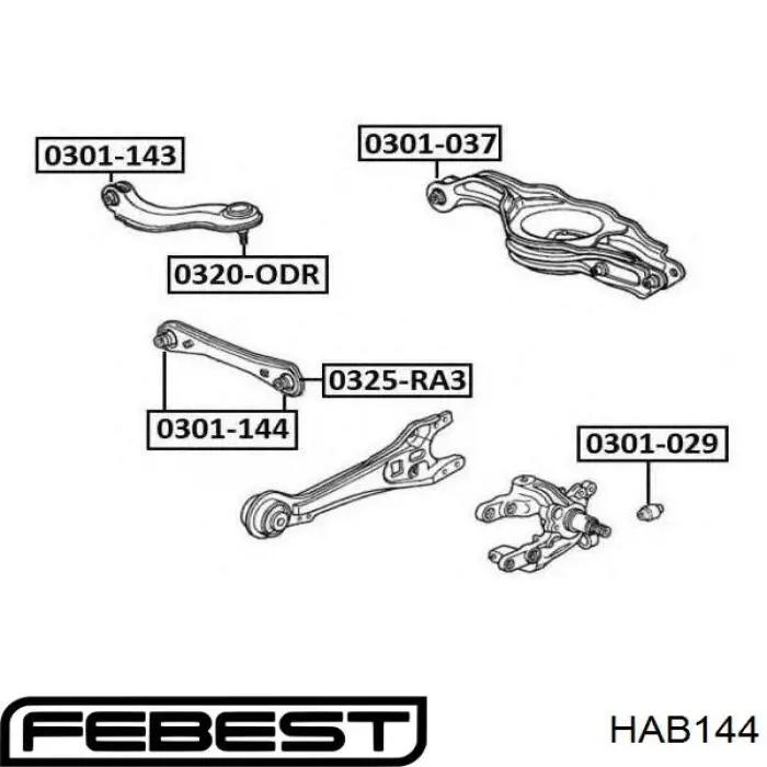 Сайлентблок заднього поперечного важеля Febest HAB144