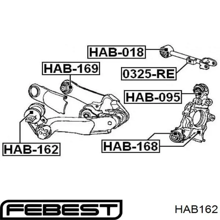 Сайлентблок заднього нижнього важеля HAB162 Febest