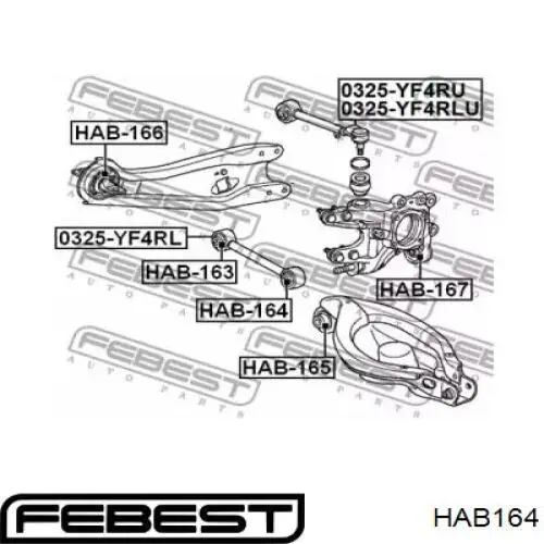 Сайлентблок заднього поперечного важеля, зовнішній HAB164 Febest