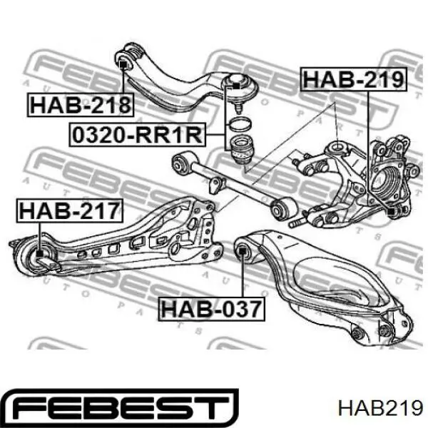 Сайлентблок цапфи задньої HAB219 Febest