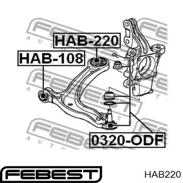 Сайлентблок нижнего переднего рычага  FEBEST HAB220