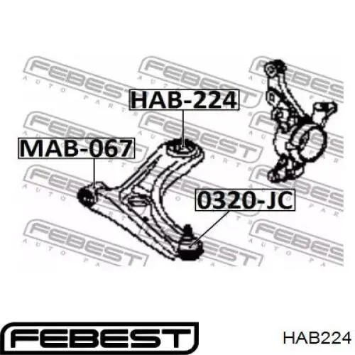 Сайлентблок нижнього важеля передньої підвіски Febest HAB224 ціна, від 2.96 USD